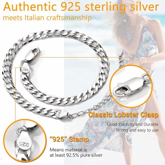 Sterling Silver Ankle Bracelet Women Adjustable Summer Beach Jewelry Dainty - Picture 4 of 8